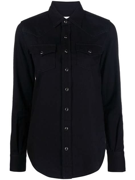 camicia western yves saint laurent|camisa estilo western de denim negro efecto deslavado .